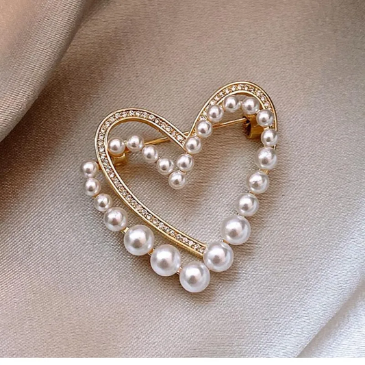Pearl Double Peach Heart Brooch