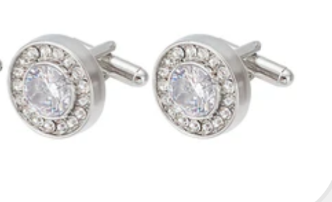 Flat Round Alloy Rhinestone Cufflinks for Men