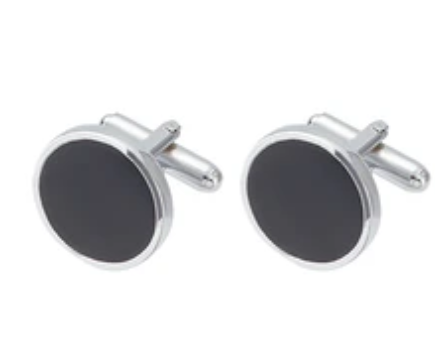 Alloy Iron Cufflinks for Men, with Enamel Round Platinum