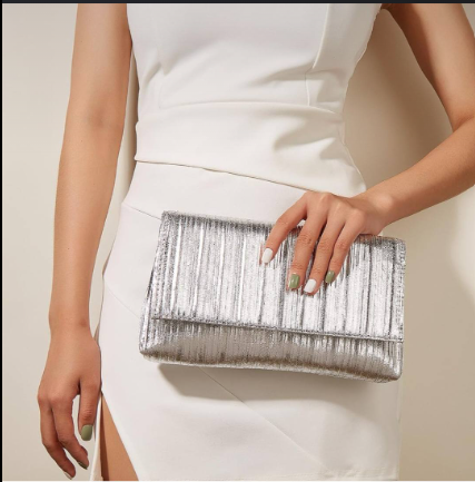 Simple Shiny Silver Evening Clutch