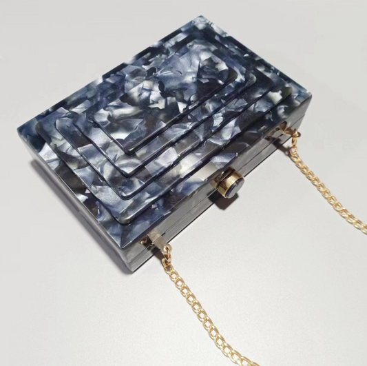 black square layered acrylic clutch