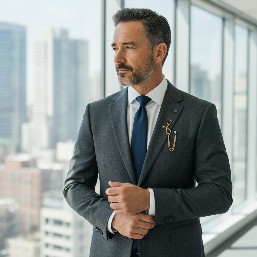 Luxe Gold Stethoscope Chain Unisex Brooch